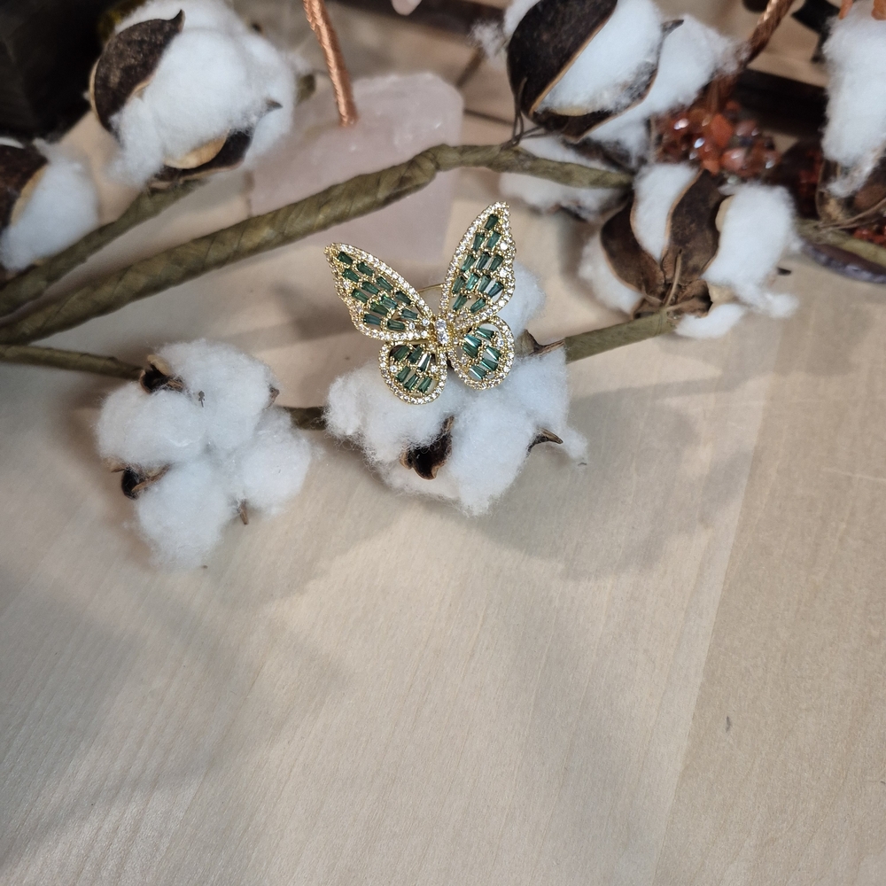 🦋🦋NEW🦋🦋 BEAUTIFUL!! Gold Plated Over Copper CZ Butterfly Adjustable Ring - Picture 10 of 12